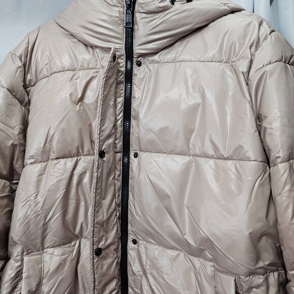 Two by Vince Camuto New Hooded Puffer Jacket Beige Winter Coat - Picture 5 of 14